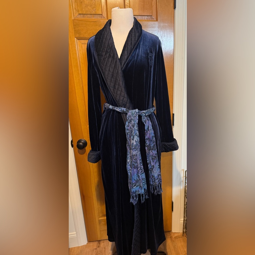 Ralph Lauren  Velvet Robe with Floral Belt